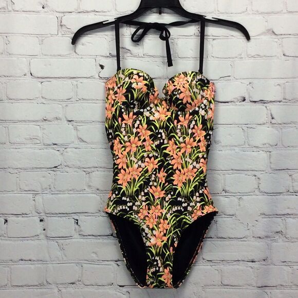 Topshop Swimsuit Women's Size 4 Multicolor Lily Floral One-Piece Beach Cruise - Picture 1 of 10